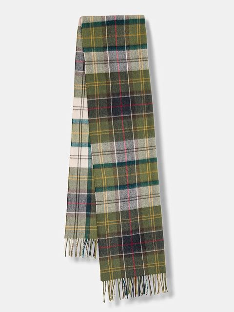 Barbour szalik wełniany damski kolor zielony wzorzysty LSC0477 - zdjęcie produktu nr 1