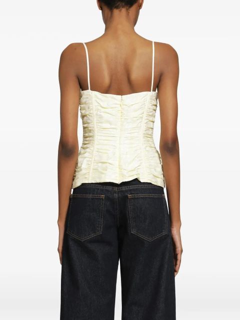 Alexander McQueen floral-jacquard ruched corset top - Neutrals