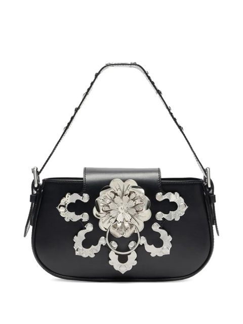 Blumarine flower-embellished leather shoulder bag - Black - zdjęcie produktu nr 2