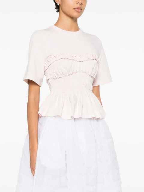 Cecilie Bahnsen ruffled shirred vilde T-shirt - Pink