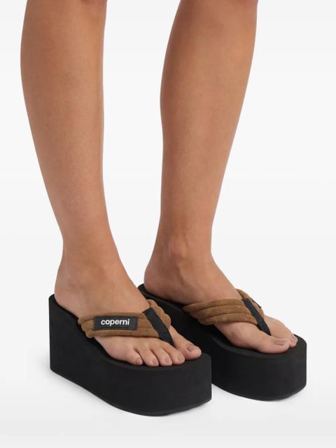 Coperni platform logo-plaque heeled sandals - Black