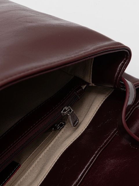 Answear.LAB plecak skórzany damski kolor bordowy mały gładki