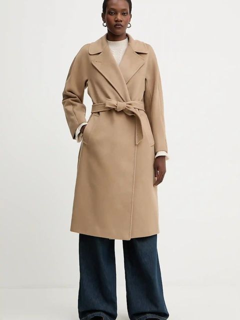 Weekend Max Mara płaszcz wełniany RESINA kolor zielony 2525016102600