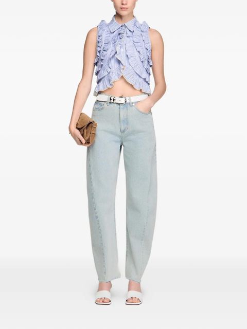 SANDRO striped-pattern ruffled blouse - Blue - zdjęcie produktu nr 2