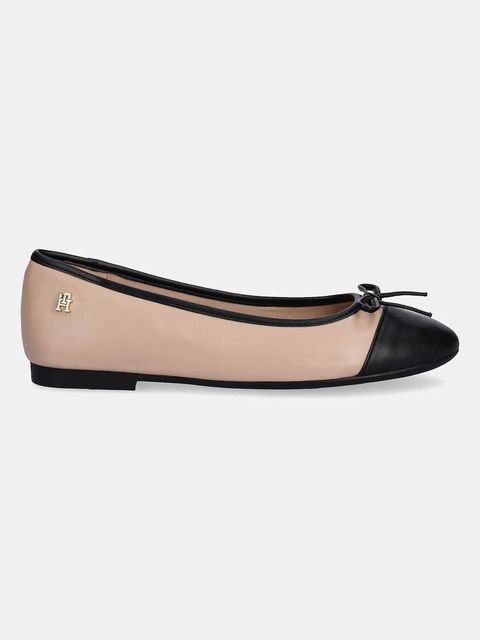 Tommy Hilfiger baleriny skórzane TOE CAP LEATHER BALLERINA kolor beżowy FW0FW08759 - zdjęcie produktu nr 2