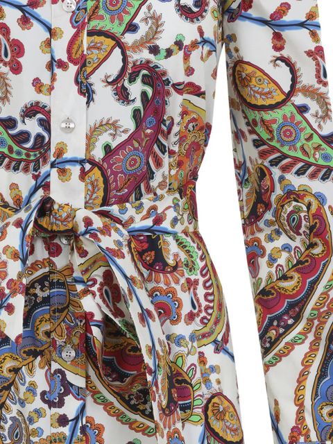 ETRO paisley tie-waist midi dress - White