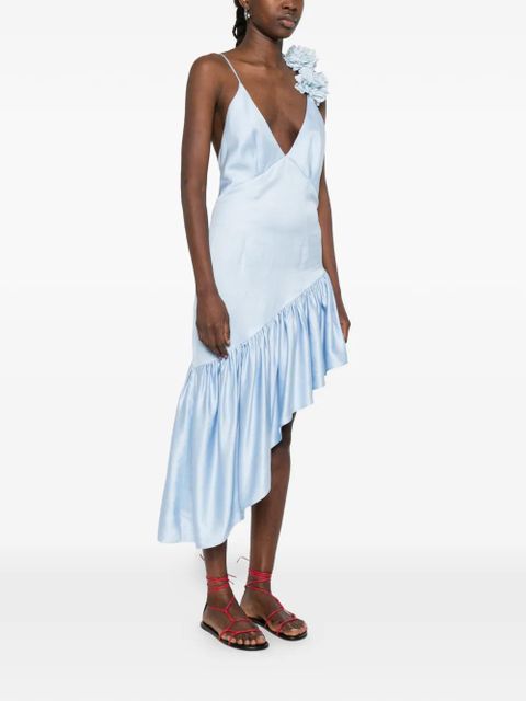 SANDRO Laurine ruffled floral midi dress - Blue