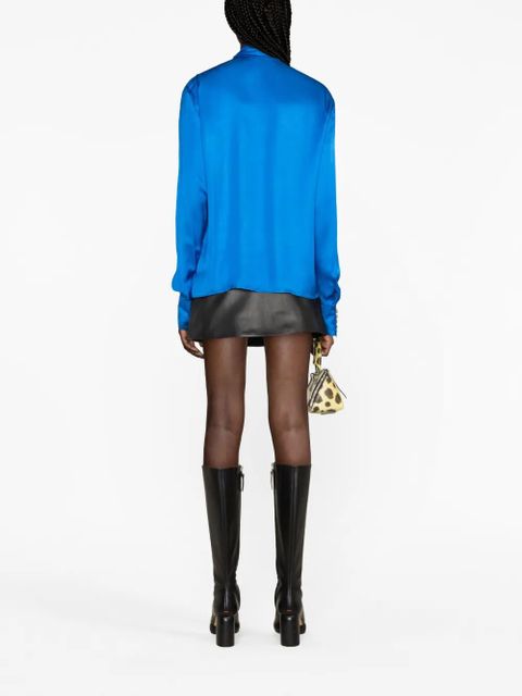 Balmain pussy-bow satin blouse - Blue