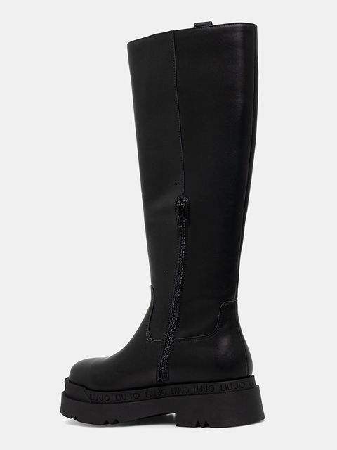 Liu Jo kozaki LOVE 64 damskie kolor czarny na płaskim obcasie SF5069P010222222