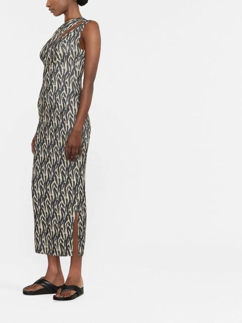 Nanushka printed one-shoulder midi dress - Neutrals