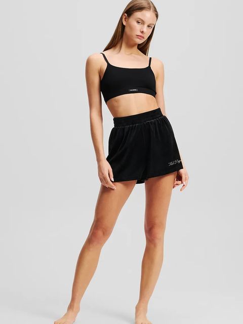 Karl Lagerfeld szorty damskie kolor czarny gładkie high waist A2W44001