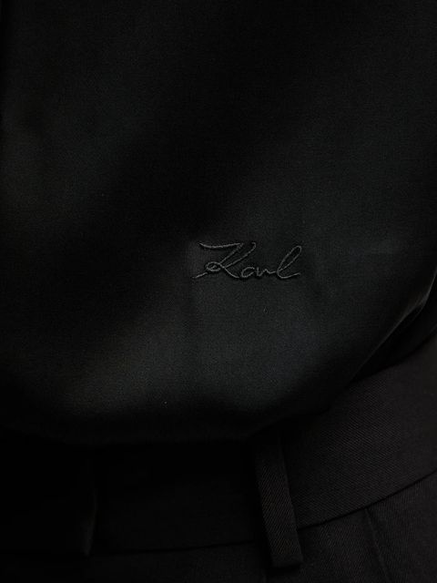 Karl Lagerfeld koszula damska kolor czarny relaxed z kołnierzykiem klasycznym A4W11040