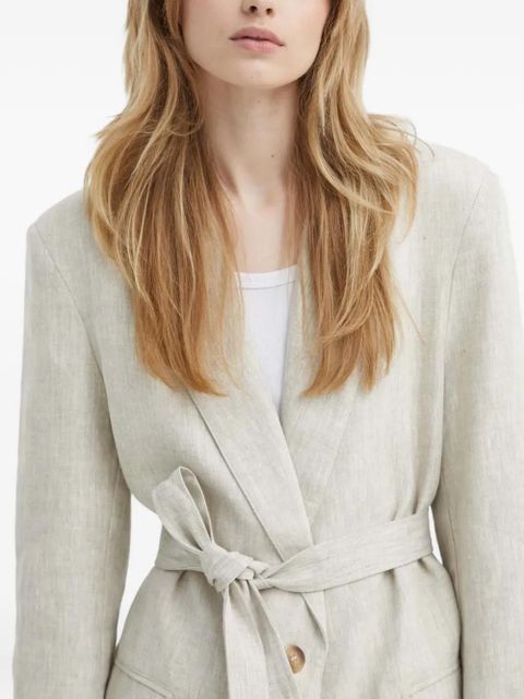 ALOHAS belted linen blazer - Neutrals