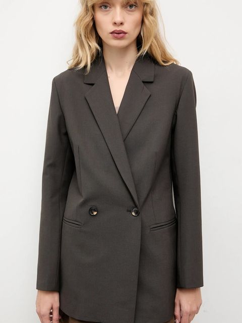 Answear.LAB marynarka kolor szary dwurzędowa gładka