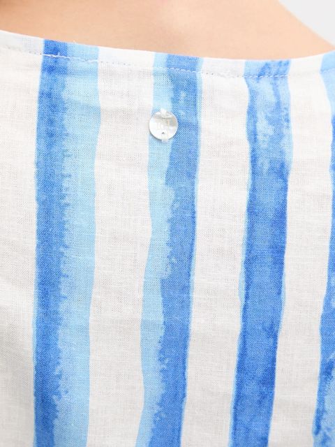 Pedro del Hierro bluzka lniana damska kolor niebieski wzorzysta 7659079