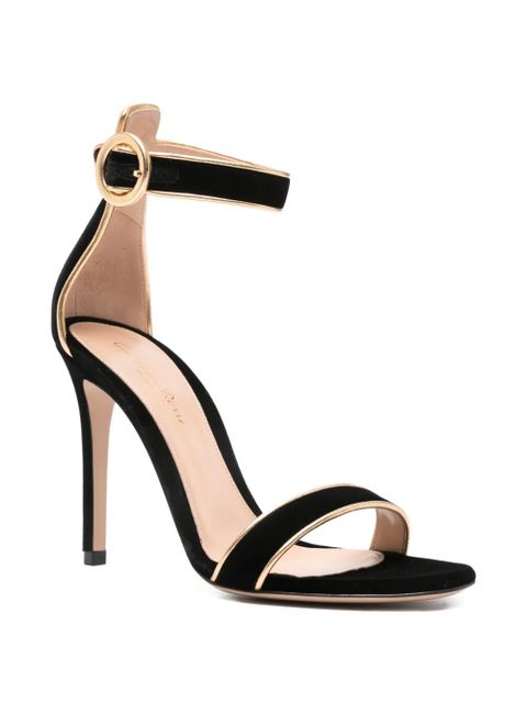 Gianvito Rossi ankle-strap velvet sandals - Black - zdjęcie produktu nr 2