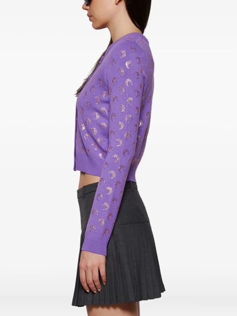 Marine Serre moon-pattern long-sleeve cardigan - Purple