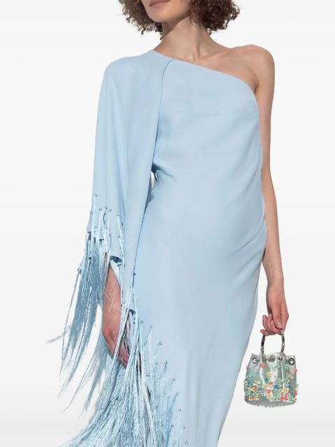 Cult Gaia fringe-detailed one-shoulder dress - Blue