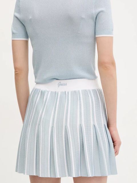 Guess spódnica kolor niebieski mini rozkloszowana V5GD00 Z3D60