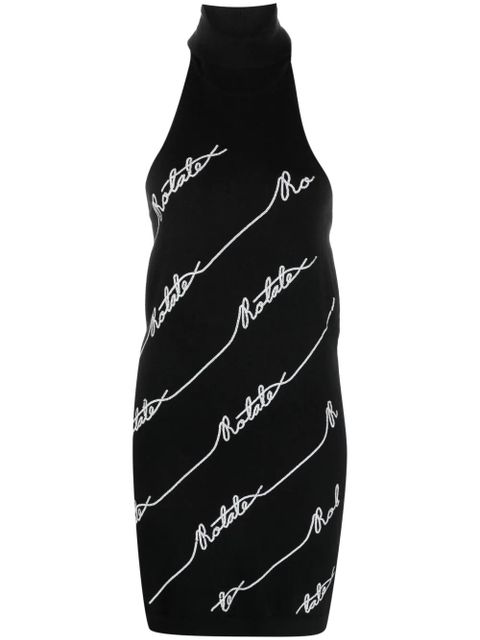 ROTATE BIRGER CHRISTENSEN sequin logo-embellished halterneck minidress - Black - zdjęcie produktu nr 1