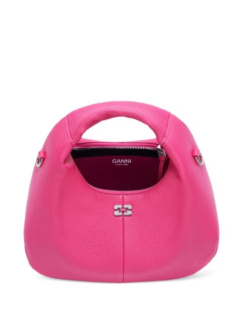 GANNI mini logo-plaque tote bag - Pink
