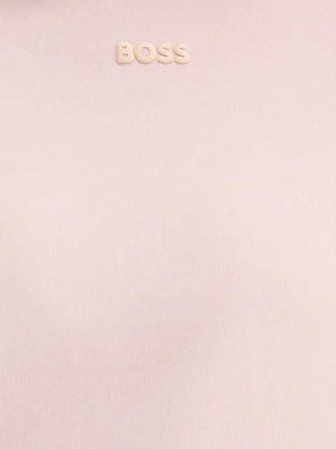 BOSS Orange bluza bawełniana damska kolor różowy z kapturem z aplikacją 50534815