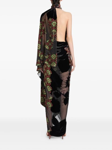 DRIES VAN NOTEN patchwork asymmetric maxi dress - Black