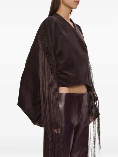 Christopher Esber corduroy cocoon fringed jacket - Brown