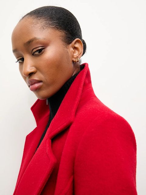 Answear.LAB płaszcz wełniany kolor czerwony przejściowy dwurzędowy - zdjęcie produktu nr 2