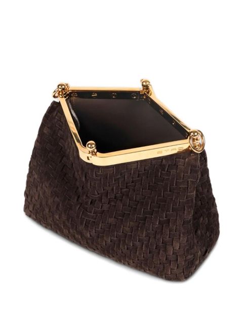ETRO small woven-suede shoulder bag - Brown