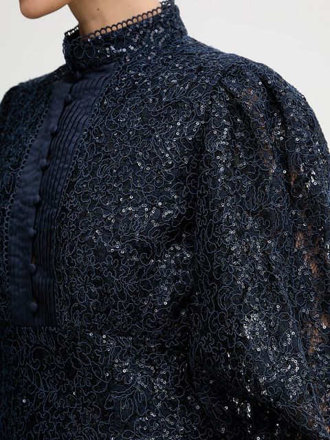 Bardot sukienka kolor granatowy mini rozkloszowana 58421DB4