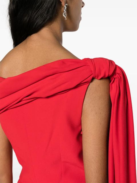 Alexander McQueen draped off-shoulder gown - Red