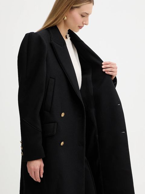 Twinset płaszcz z dodatkiem wełny kolor czarny 252TS2310