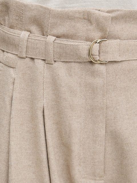 Marella spodnie z dodatkiem wełny damskie kolor beżowy szerokie high waist 2523136192200