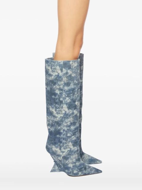 The Attico denim-print heeled boots - Blue - zdjęcie produktu nr 2