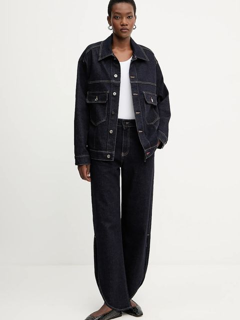 Liviana Conti kurtka jeansowa kolor granatowy przejściowa F5WY75