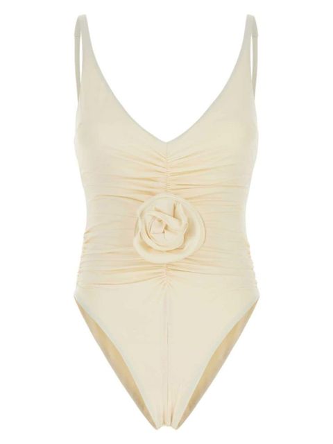 Magda Butrym floral-appliqué swimsuit - Neutrals