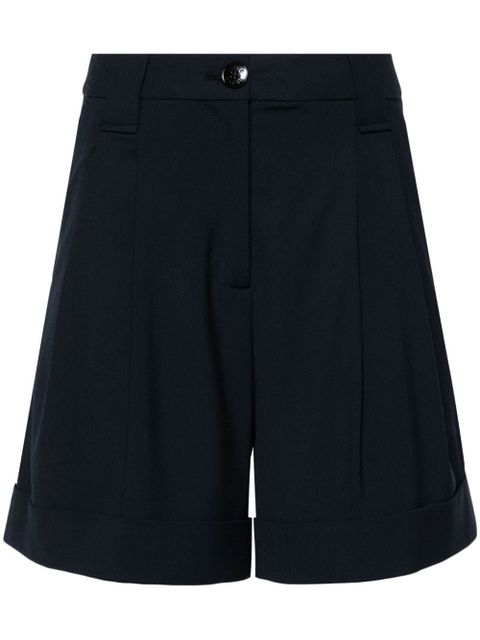 GANNI high-rise pleated shorts - Blue
