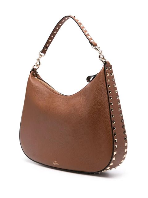 Valentino Garavani Rockstud leather shoulder bag - Brown