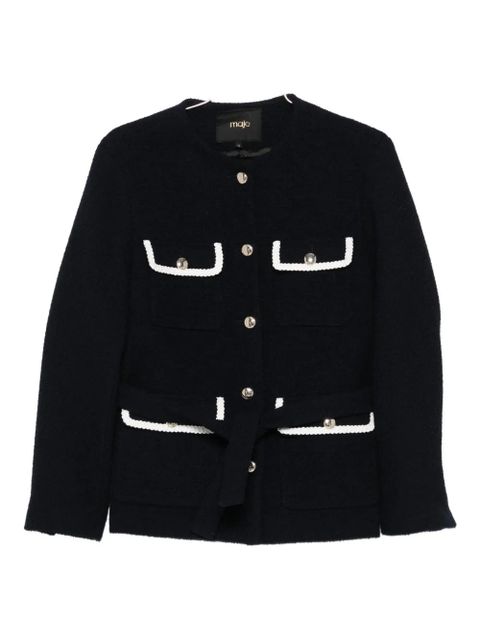 Maje belted tweed jacket - Blue