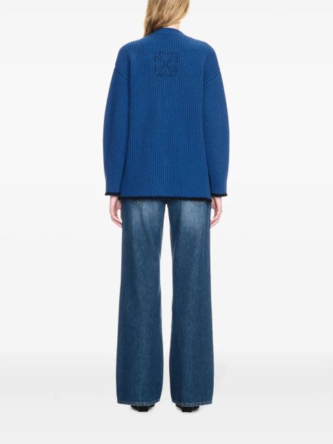 Off-White logo-embroidered cardigan - Blue