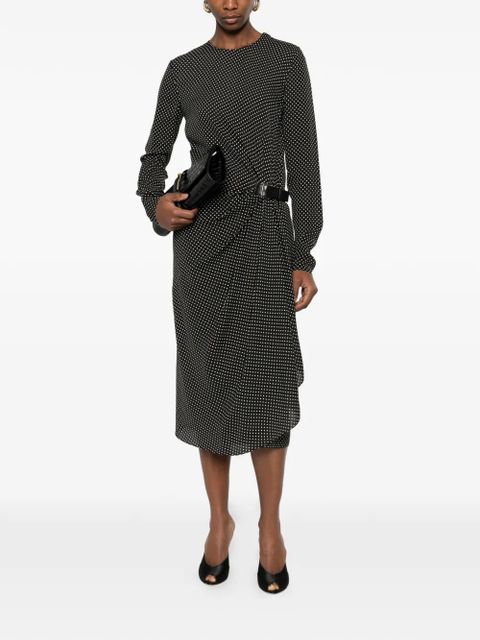 TOM FORD polka-dot belted midi dress - Black - zdjęcie produktu nr 2