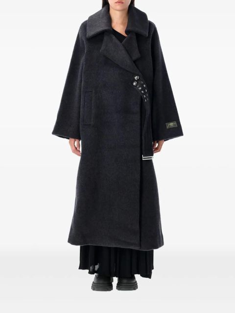 GANNI double-face wool lace-up coat - Black - zdjęcie produktu nr 1