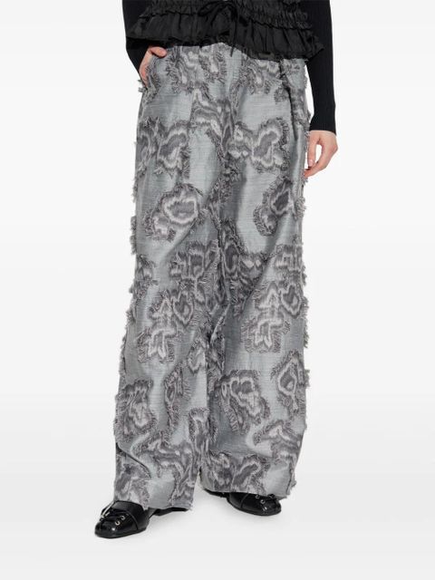 GANNI frayed floral palazzo pants - 876 GREY