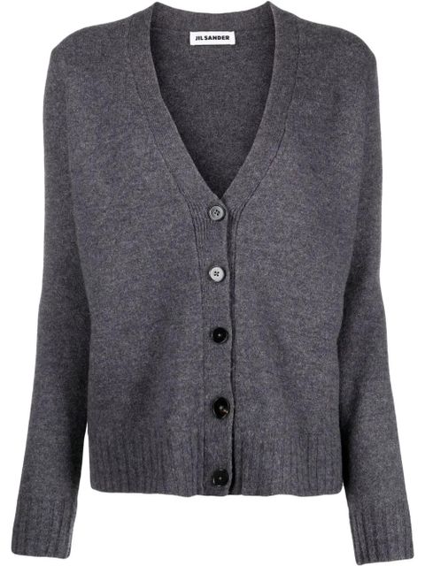 Jil Sander V-neck wool cardigan - Grey - zdjęcie produktu nr 1