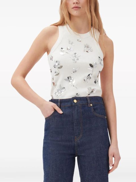 GANNI paillette-embellished tank top - White