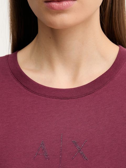 Armani Exchange t-shirt bawełniany damski kolor bordowy XW001459 AF10356
