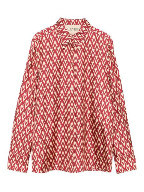 Valentino Garavani geometric-print silk shirt - Red - zdjęcie produktu nr 1