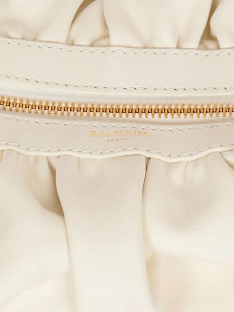 Balmain medium Ebene pleated calfskin-leather tote bag - White