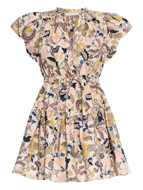 Ulla Johnson floral-print puff-sleeve mini dress - Neutrals - zdjęcie produktu nr 1